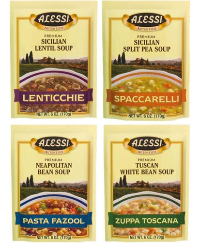 Alessi Athentic Italian Soup Mix - Paquete Variado De 4 Sabo