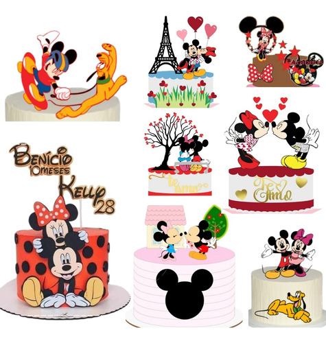 Arquivo Corte Topo De Bolo - Mickey E Minnie 10 Temas