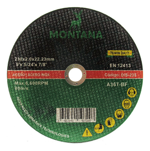 Disco Corte 7\'\' Metal Montana 230x2.0 Mm  25 Unidades