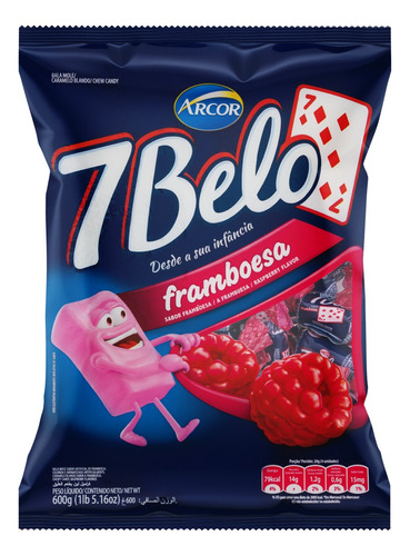 Bala Framboesa 7 Belo Pacote 600g