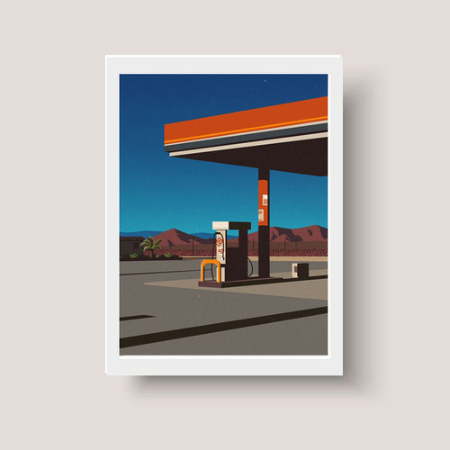 Cuadro Gasolinera Estacion De Servicio Arte Abstracto A4