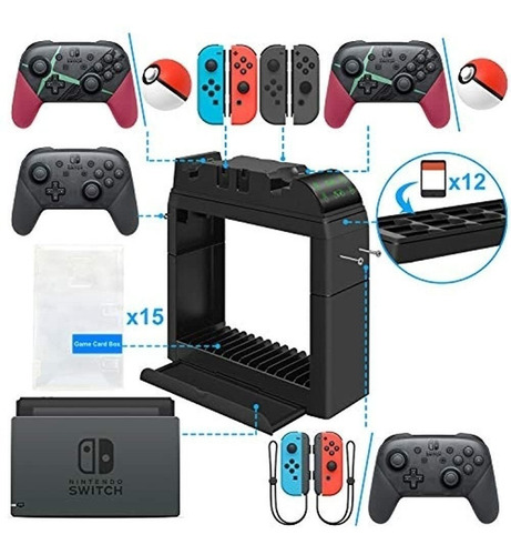 Imagen 5 de 5 de Base De Carga Para Nintendo Switch Joy-cons, Pro Controller