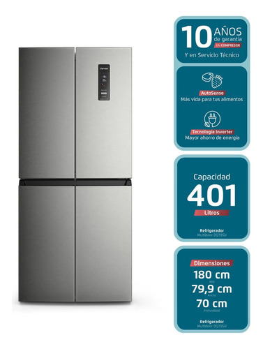 Refrigerador Fensa 401l No Frost 4 Puertas Inverter Dq79su