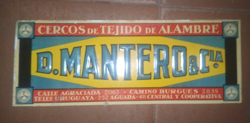 Chapa De Publicidad Antigua Mantero