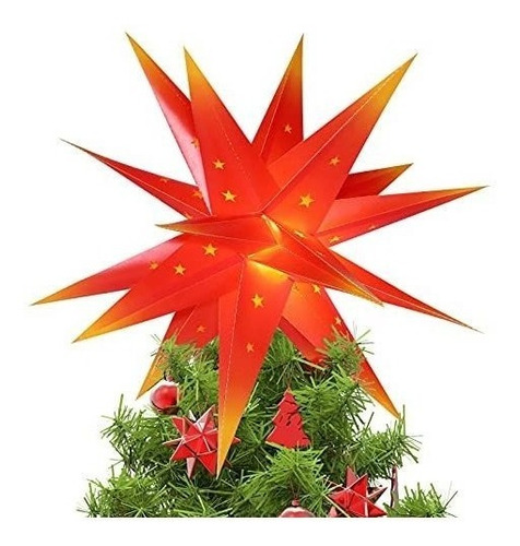 Estrella 3d Para Arbol De Navidad-45cm/luz Led/rojo-amarillo