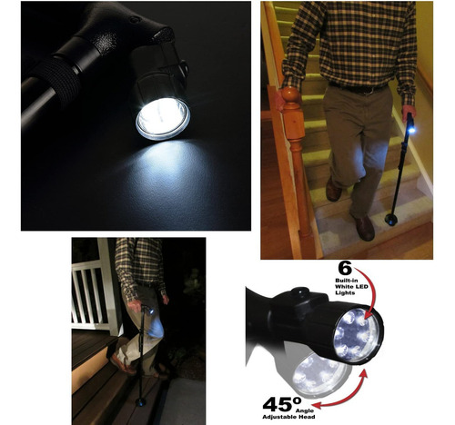 Bastón Plegable Con Luz Led, Bastones Ajustables Y Bastones