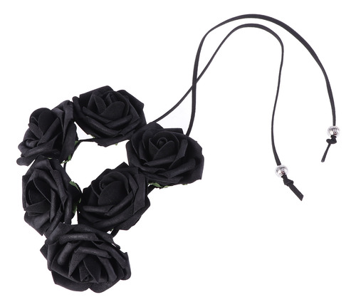 Diadema Floral Con Flores De Novia Con Rosas Negras
