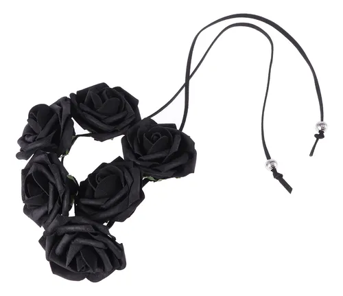 Diadema Floral Con Flores De Novia Con Rosas Negras