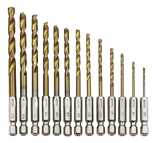 Set Brocas Herramientas Titanio Toma Hexagonal Metal Madera