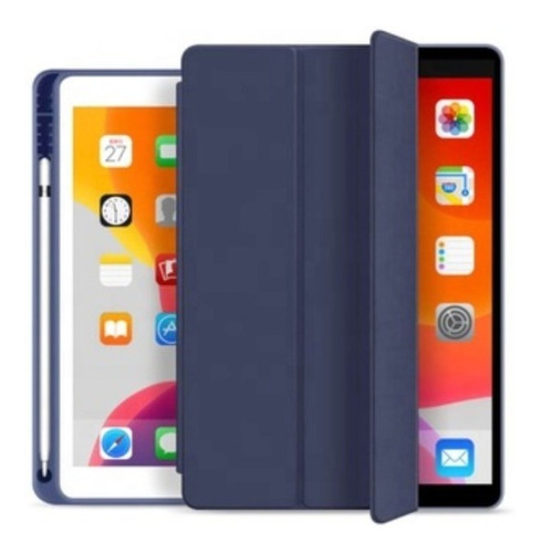 Imagem 1 de 5 de Capa Smartcase Para iPad Air 4 10.9 C/ Suporte Pencil Azul