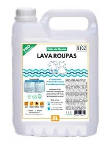 Kit 2 Lava Roupas Super Concentrado Biodegradável Bioz 5l