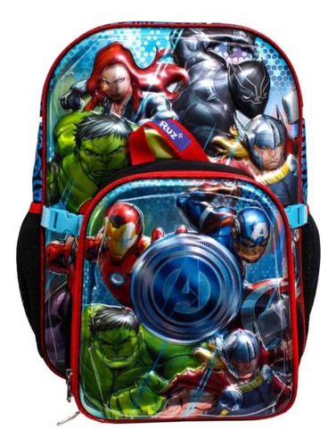 Mochila Primaria Marvel Avengers Ruz Original Con Lonchera Set 2 Piezas