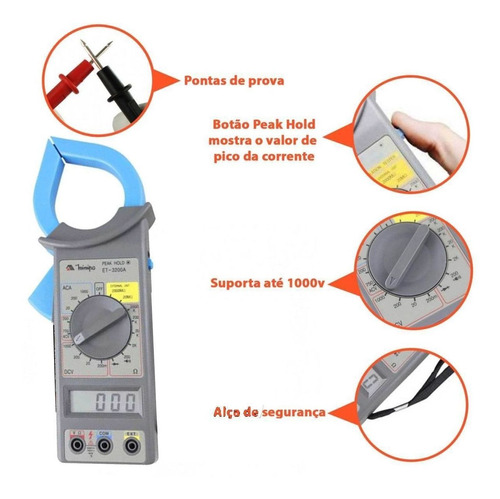Amperímetro E Multimetro Digital Alicate - Et-3200a - Minipa