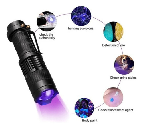 Linterna De Luz Azul, Linterna Led Uv, Linterna Led Azul Uv Negro