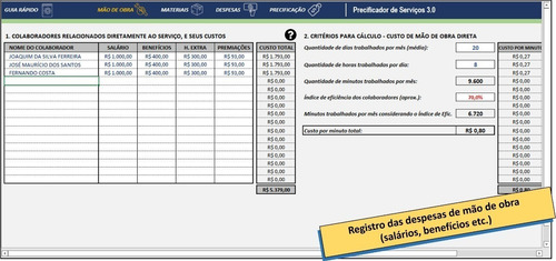 Planilha De Precificação Serviços (pintura, Construção Etc)