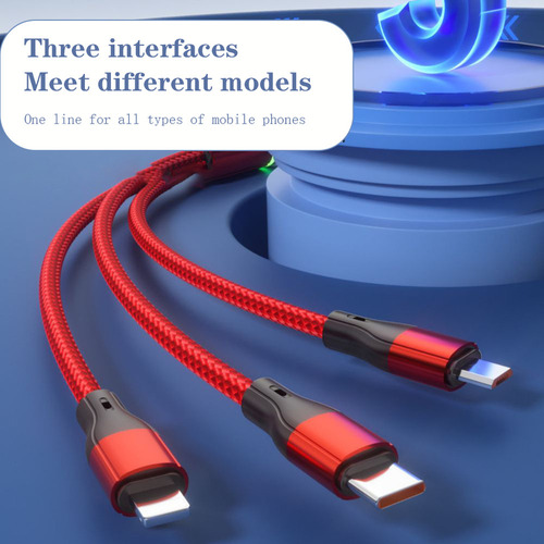 Zy Cable De Carga Rápida Con Cargador Usb Múltiple 3 En 1