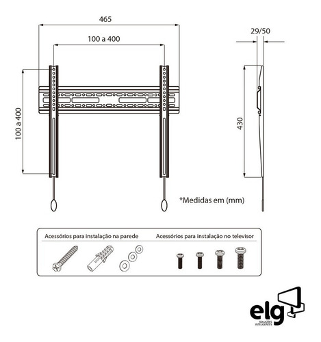 Imagem 3 de 7 de Suporte Para Tv De Parede 32 A 65 Fixo Slim N01v4 ELG