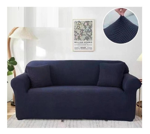 Cubre Sillon Sofa Azul Adaptable Funda 3 Cuerpo Elasticada 