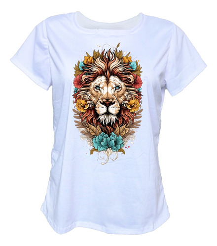 Blusa Playera Leon Flores Turqueza Moda Camiseta Mujer 