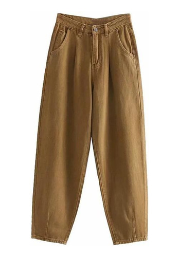 Pantalones Cargo Para Mujer, Plisados, Verdes, Mom Jeans H