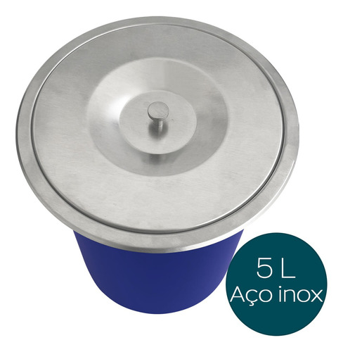 Lixeira Para Cozinha Tampa Escovada Inox Cesto 5l Embutir Cor Escovado