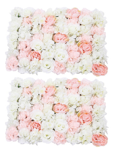 2pcs Paneles De Pared De Flores Artificiales Rosa