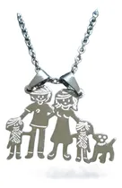 Comprar Dije Familia Papá Mamá 2 Hijos & Perro + Cadena De 50cm