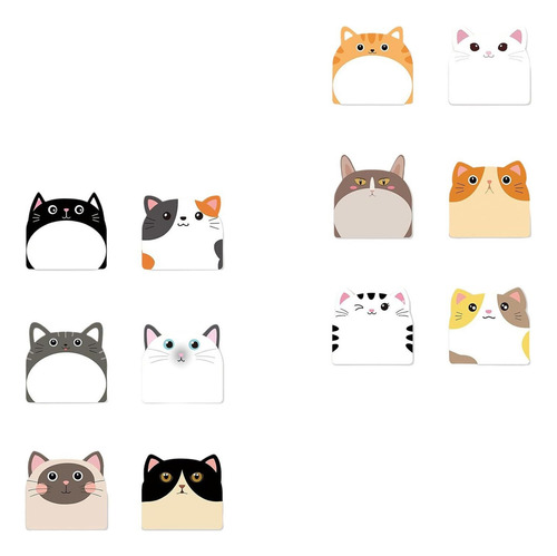 12piezas De Papel De Notas Adhesivas Para Gatos,30hojas/bloc