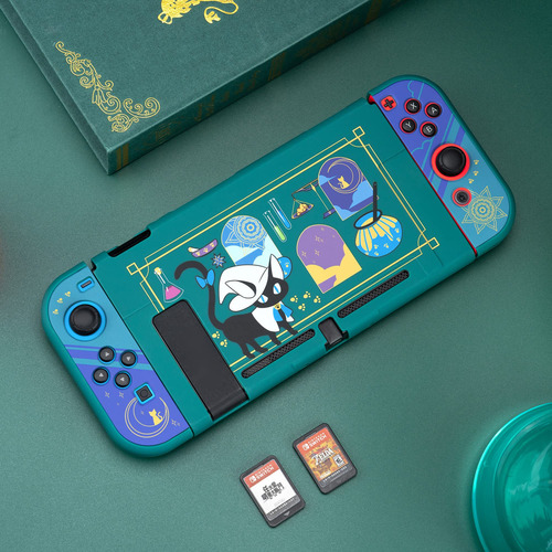 Funda Protectora Para Nintendo Switch Tpu Suave Gato Dorado