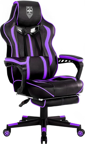 Silla Para Juegos Morada Con Reposapies, Reclinable