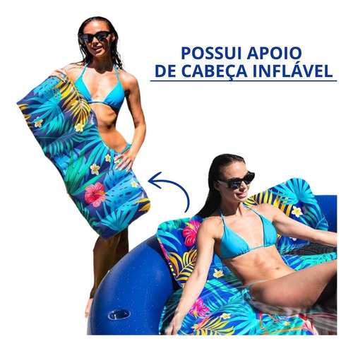 Boia Inflável Colchão Piscina Praia 3x1 Drink Tropical Cor Azul