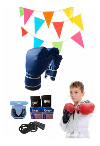 Kit Boxeo Guantes Niños Junior 6oz + Bucal Con Estuche