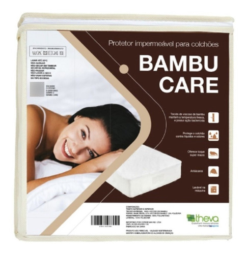 Capa Impermeável Colchão Solteiro Bambu Care 188x88x40 Theva