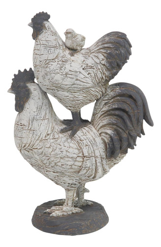 Deco 79 Escultura De Gallo De Polystone De Granja, 8 X 5 X 1