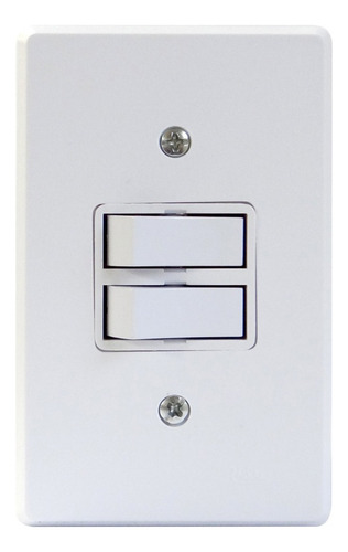 Kit C/10 Interruptor Duplo 2 Tecla C/ Placa Apagador Simples Cor Branco