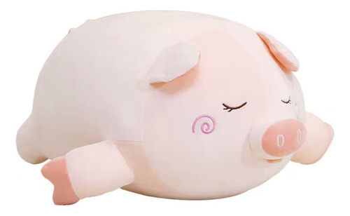 Peluche Almohada Cerdito Dormido 80cm Super Suave Color Rosa Pálido