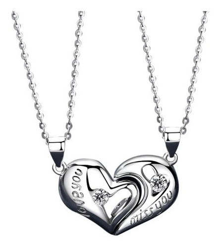 Collar Corazon Pareja Plata 925 Imanes Amor Regalo Ilusión 