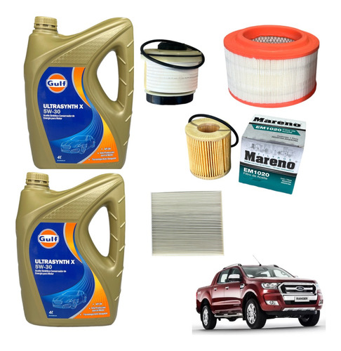 Kit Service X4 Filtros + Aceite 5w30 Ford Ranger 2.2 Tdci