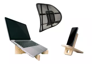 Kit Home Office - Stand Notebook + Stand Celu + Apoyo Lumbar