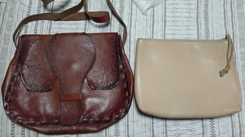 Cartera Bolso Vintage Hippie Cuero Crudo + Regalo Necessai 