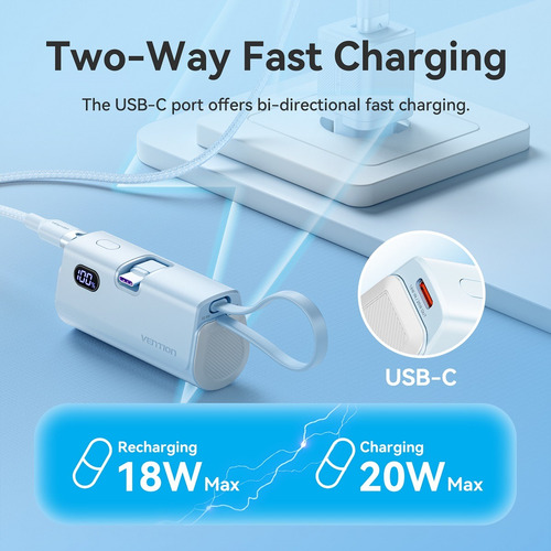 Batería Externa Para iPhone Y Android 2 En 1 De 4800mah