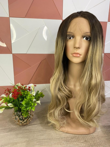 Imagem 2 de 5 de Peruca Front Lace Loira Ombrehair Grazi Fibra Futura Jachair