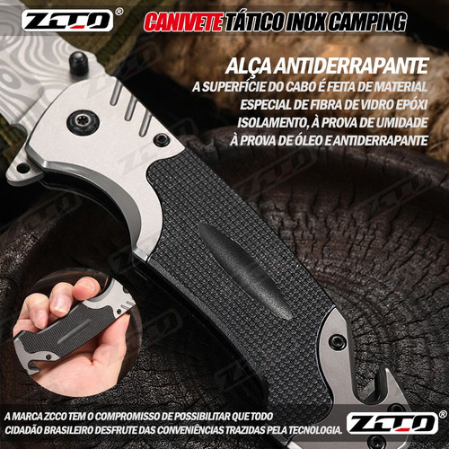 Faca Com Bainha Canivete Textura De Damasco Inox Tático Zcco