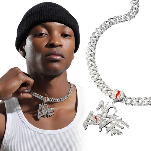 Cubana Cadena Joyeria Hombre Dijes Collar Diamantes Hip Hop