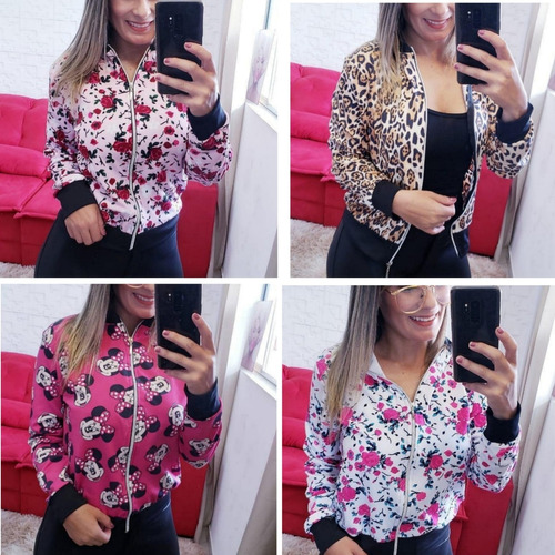 Jaqueta Feminina Bomber Blusa Ziper Estampada Casaco Kit 10