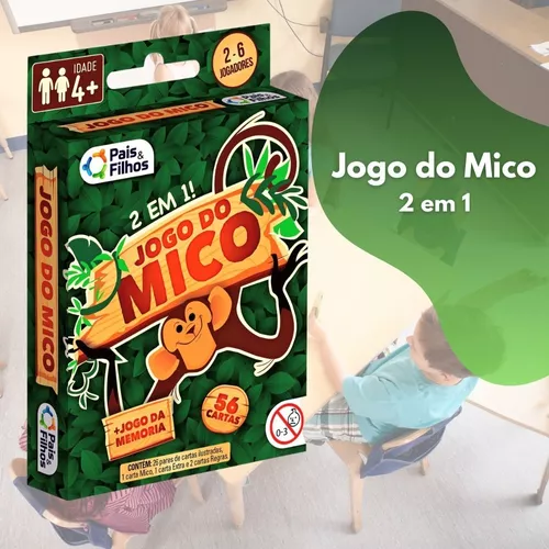 Jogo Do Mico + Jogo Da Memória Com 56 Cartas Ilustradas