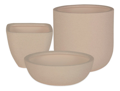 Kit Vaso 3 Tamanhos De Plantas Flores Varanda Jardim Cd30 Cor Areia Rose