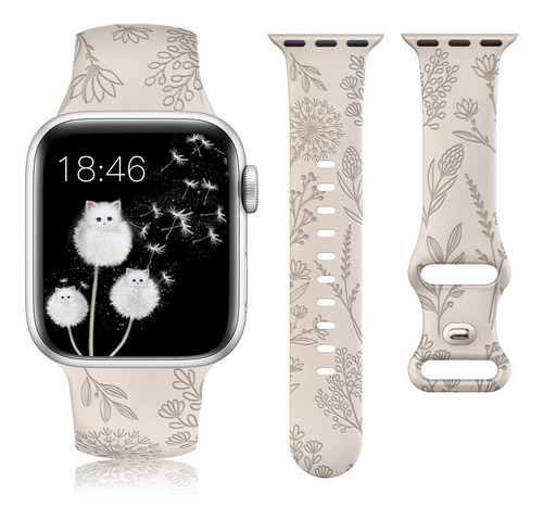 Correa Con Grabado Floral Compatible Con Apple Watch Band De