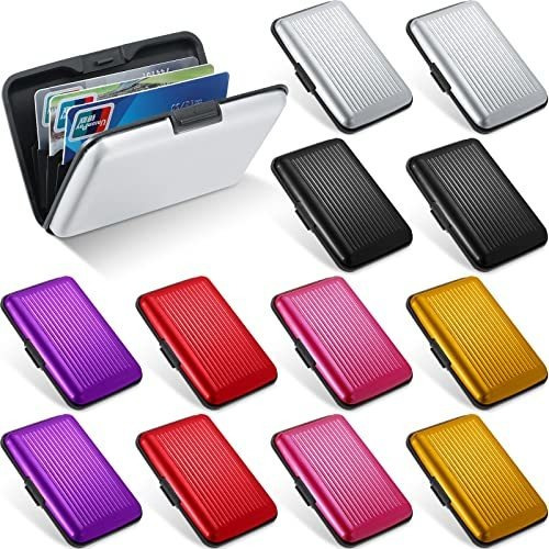 Sanwuta 12 Pcs Aluminum Wallet Credit Cards Holder 6stj8