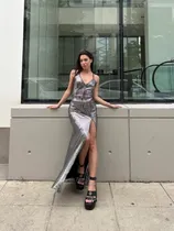 Comprar Vestido Largo Con Tajo Lentejuelas Elegante Formal Sexy Moda